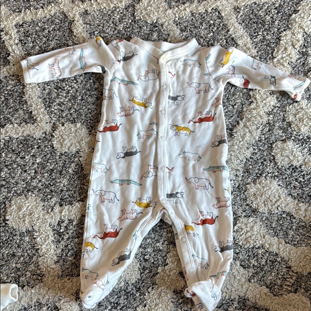 Carter's Bright White Floral Footies with Stylish Open Back